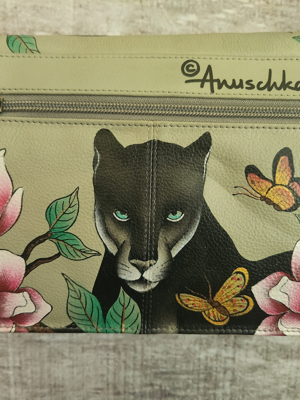 Anuschka Black Panther Floral with Pink Flowers - Picture 9 of 9